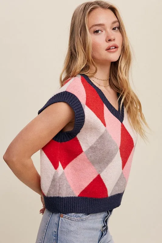 90's Style Argyle Sweater Vest