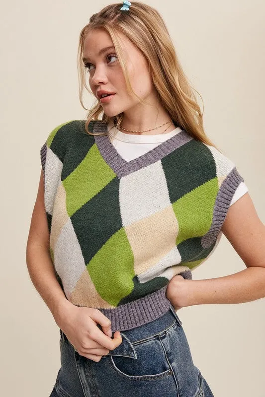 90's Style Argyle Sweater Vest