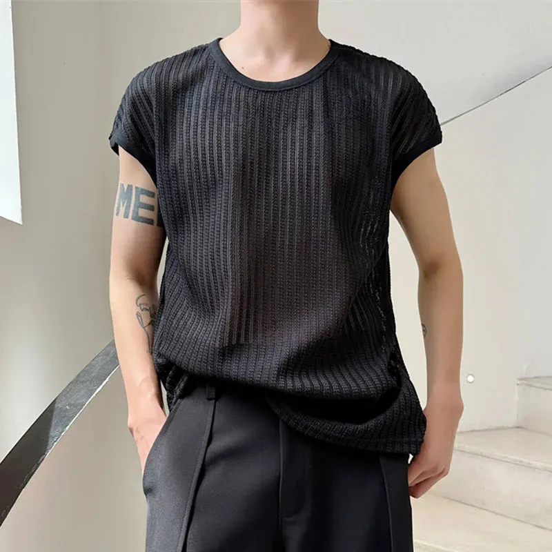 Abstinence Style Hollowed Out Knitted Vest Men's Korean Summer Trendy Niche Design Male Sleeveless Top 9C5941