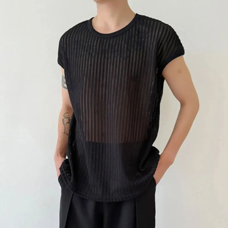 Abstinence Style Hollowed Out Knitted Vest Men's Korean Summer Trendy Niche Design Male Sleeveless Top 9C5941