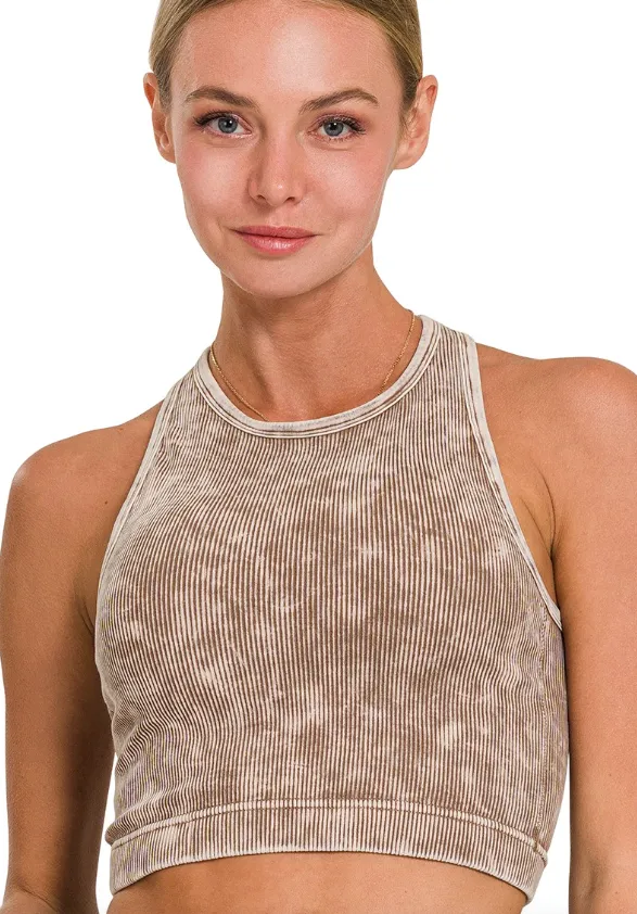 Addyson Ribbed Seamless Cropped Tank Bra