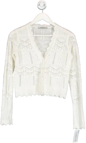 All Saints White Vanessa Lace Scallop Edge Cardigan UK S