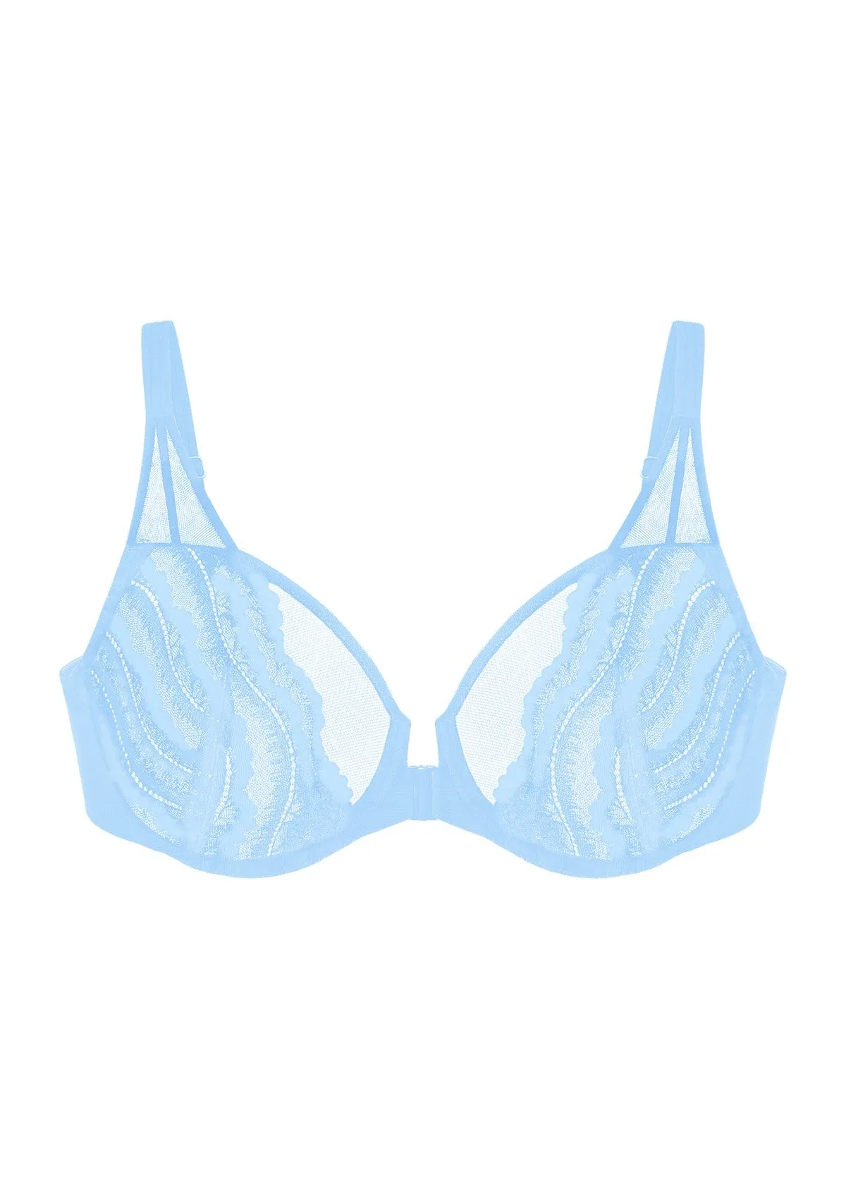 Aqua Passion Front-Close Unlined Lace Bra