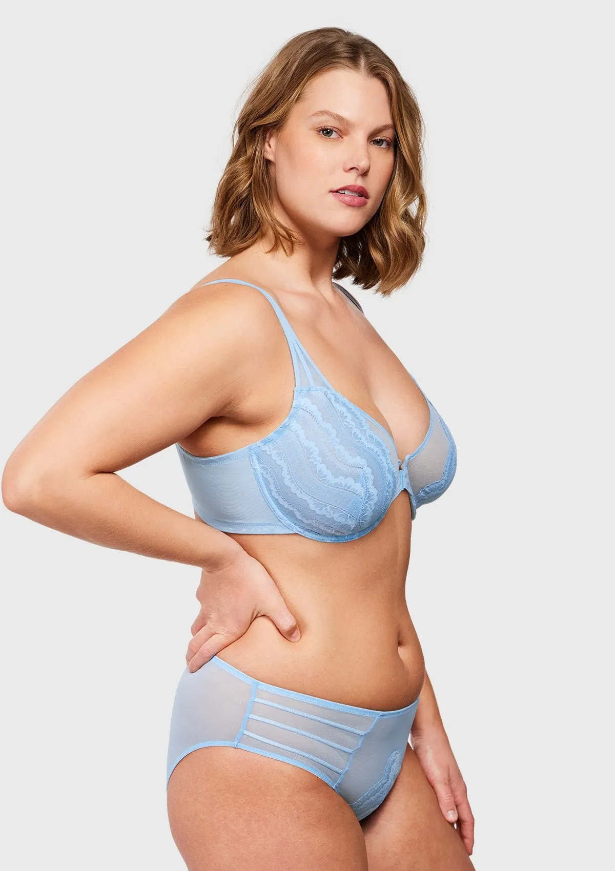 Aqua Passion Front-Close Unlined Lace Bra