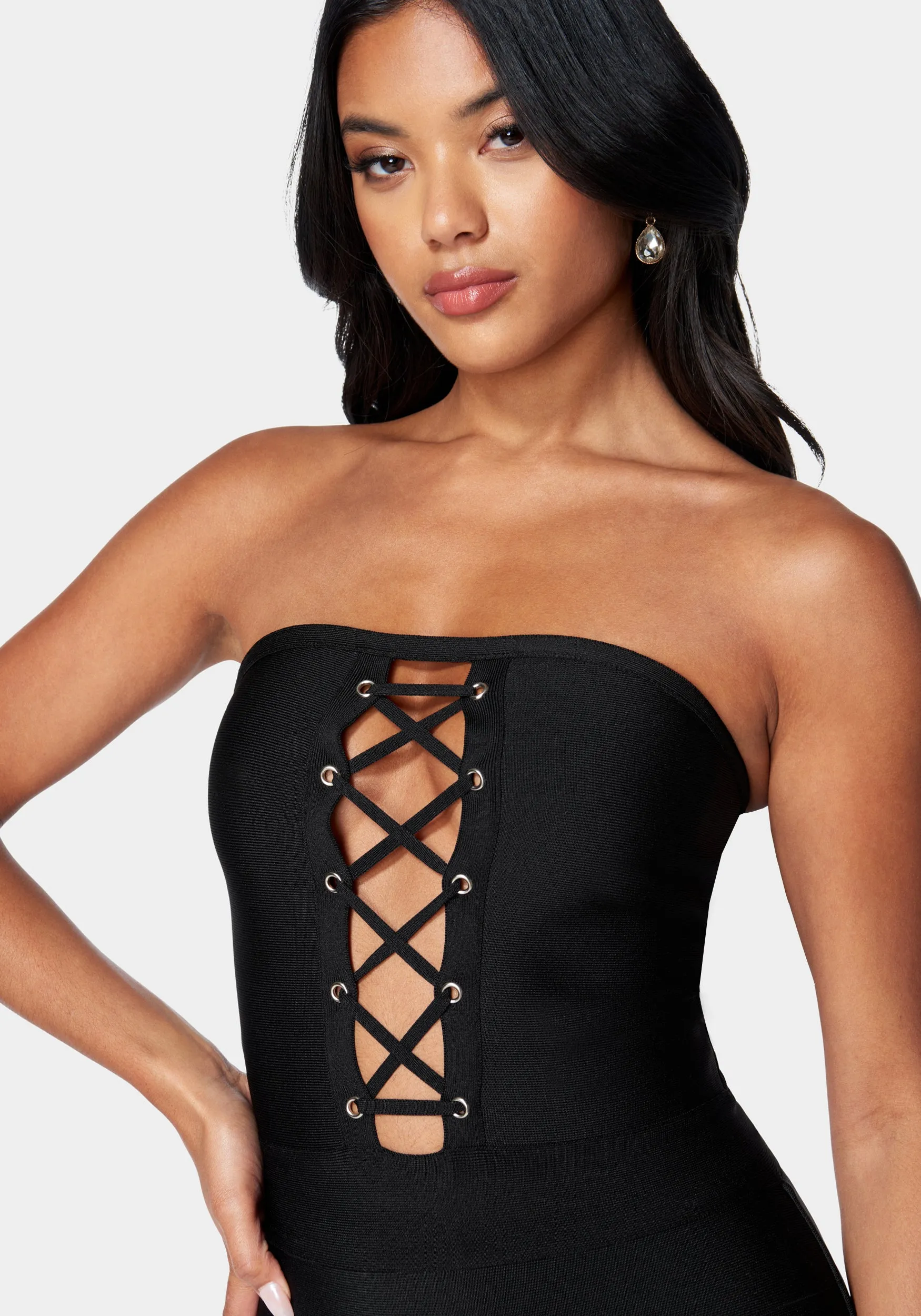 Bandage Lace-Up Strapless Dress