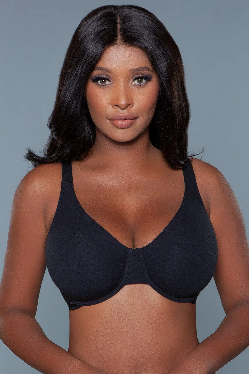 Black Cotton Stretch Seamless Bra