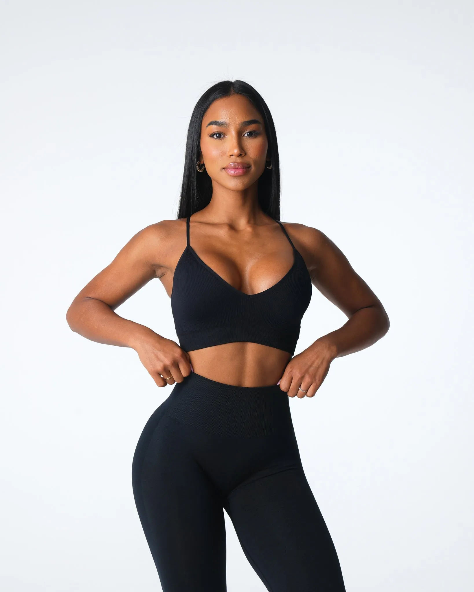 Black Glimpse Ribbed Seamless Bra