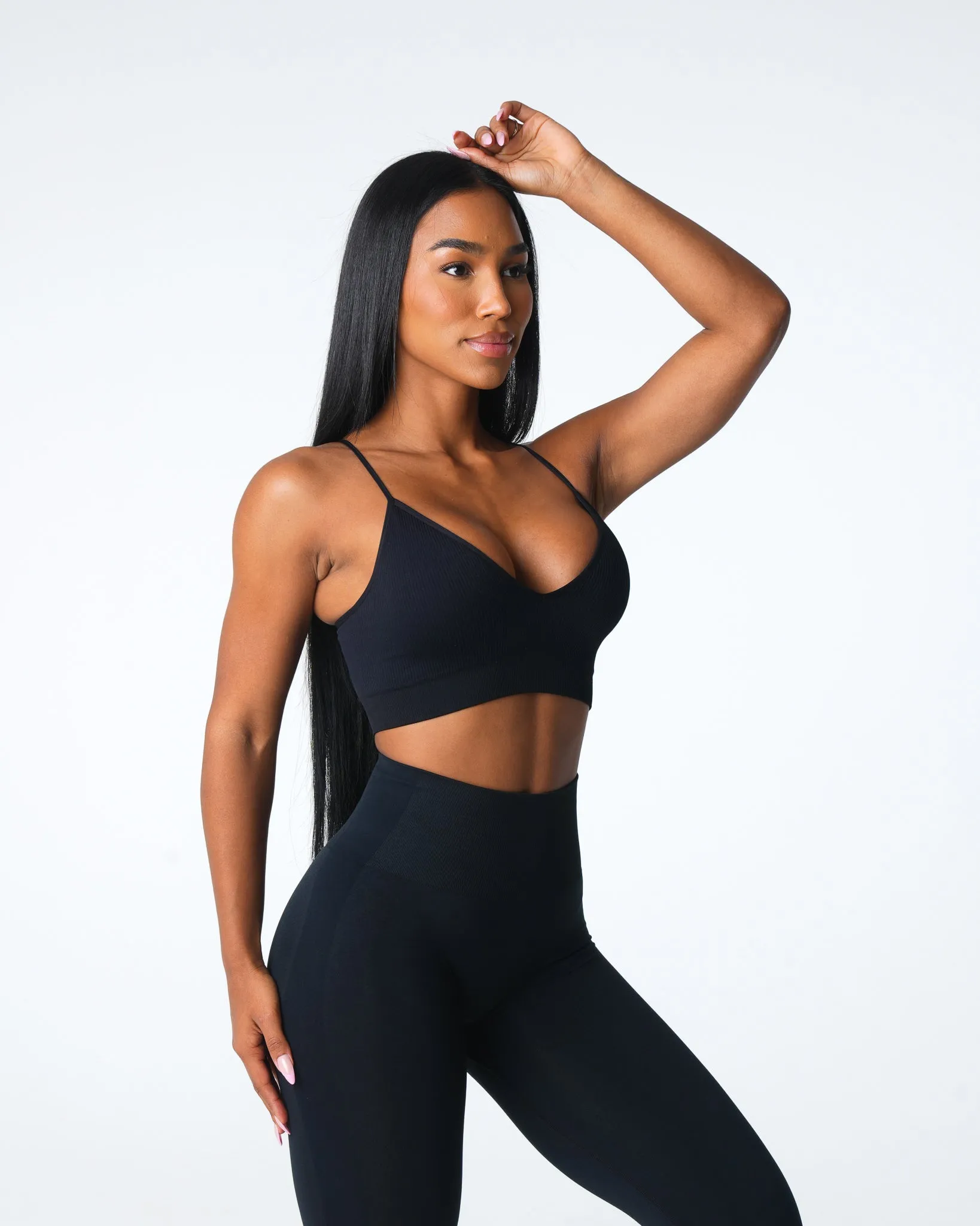 Black Glimpse Ribbed Seamless Bra