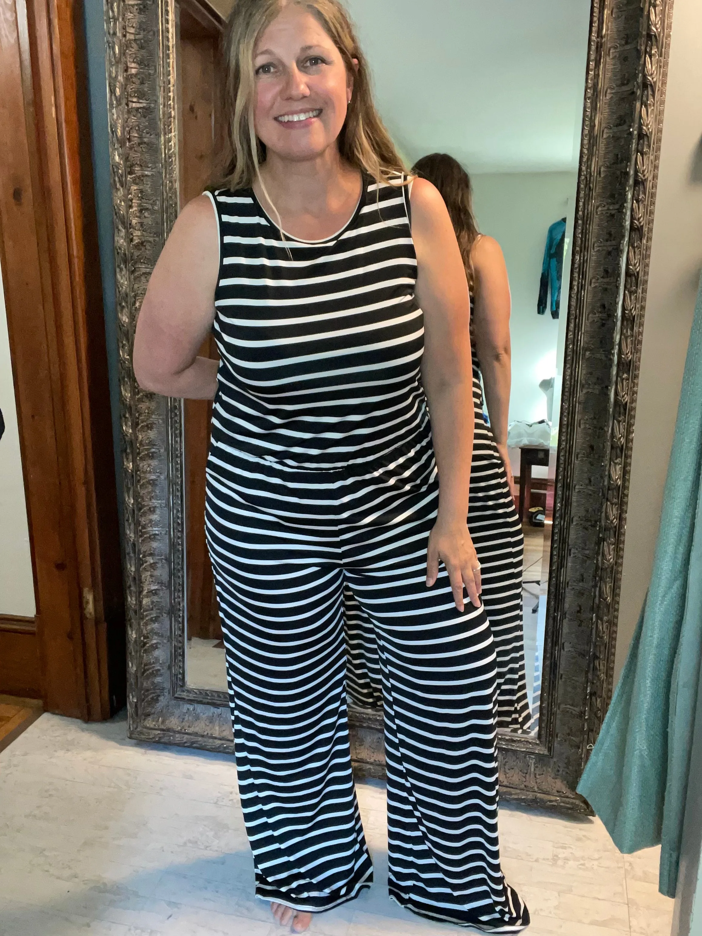 Black Stripe Jumpsuit