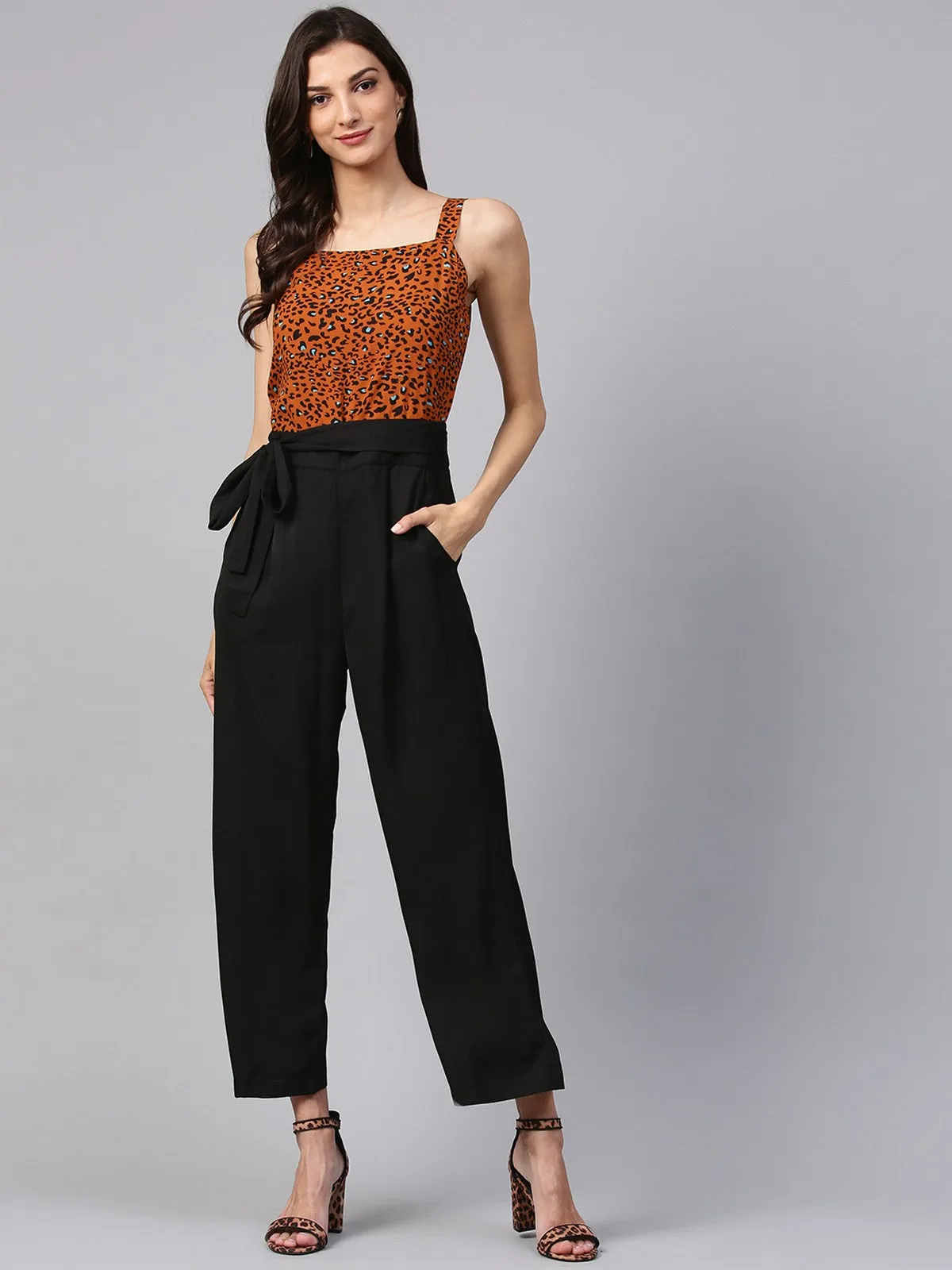 Brown Animal Print Jumpsuit