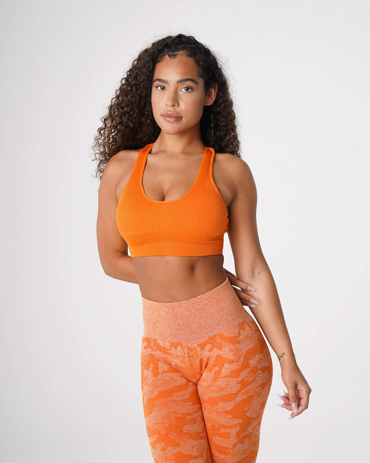 Burnt Orange Galaxy Ribbed Seamless Bra