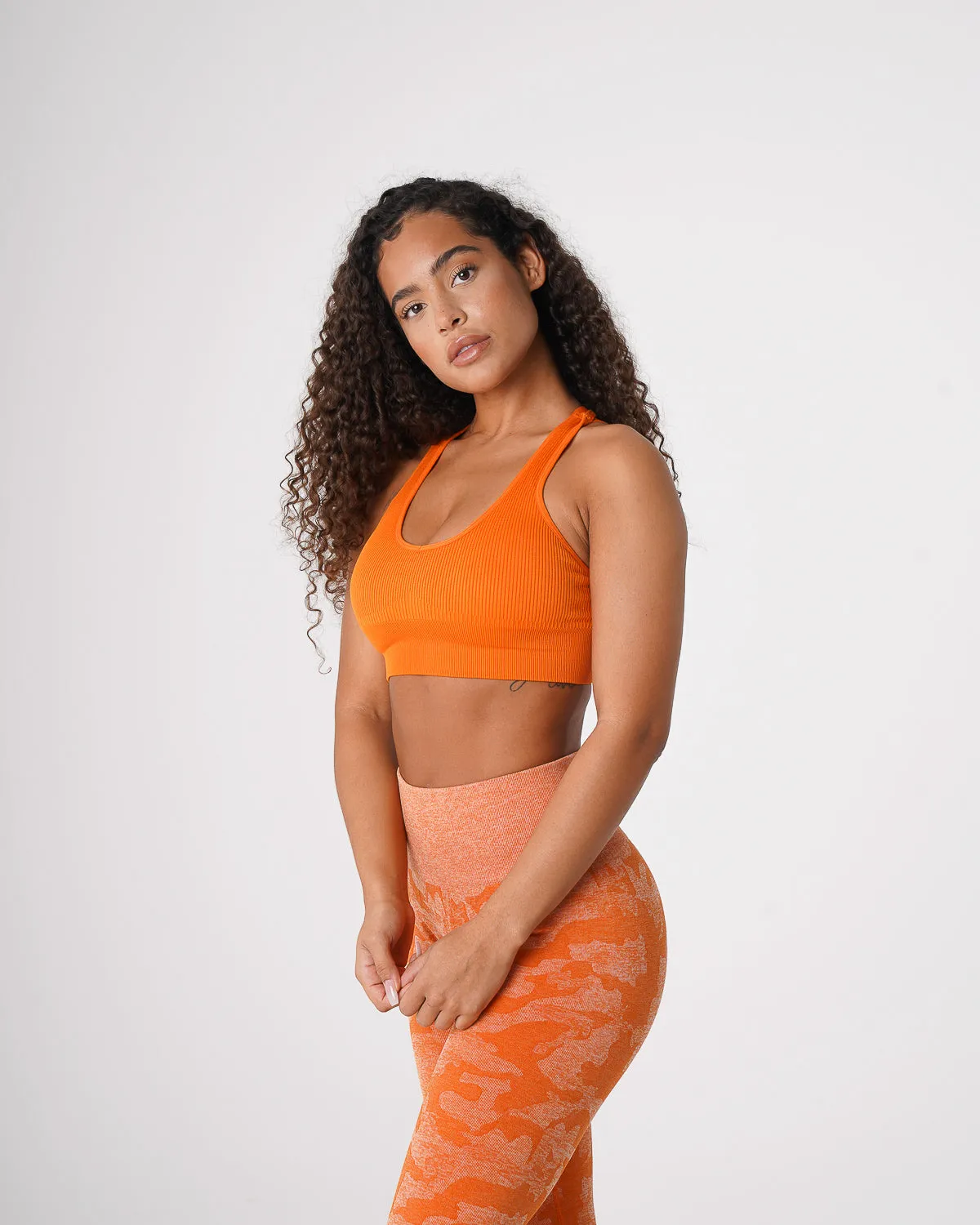 Burnt Orange Galaxy Ribbed Seamless Bra