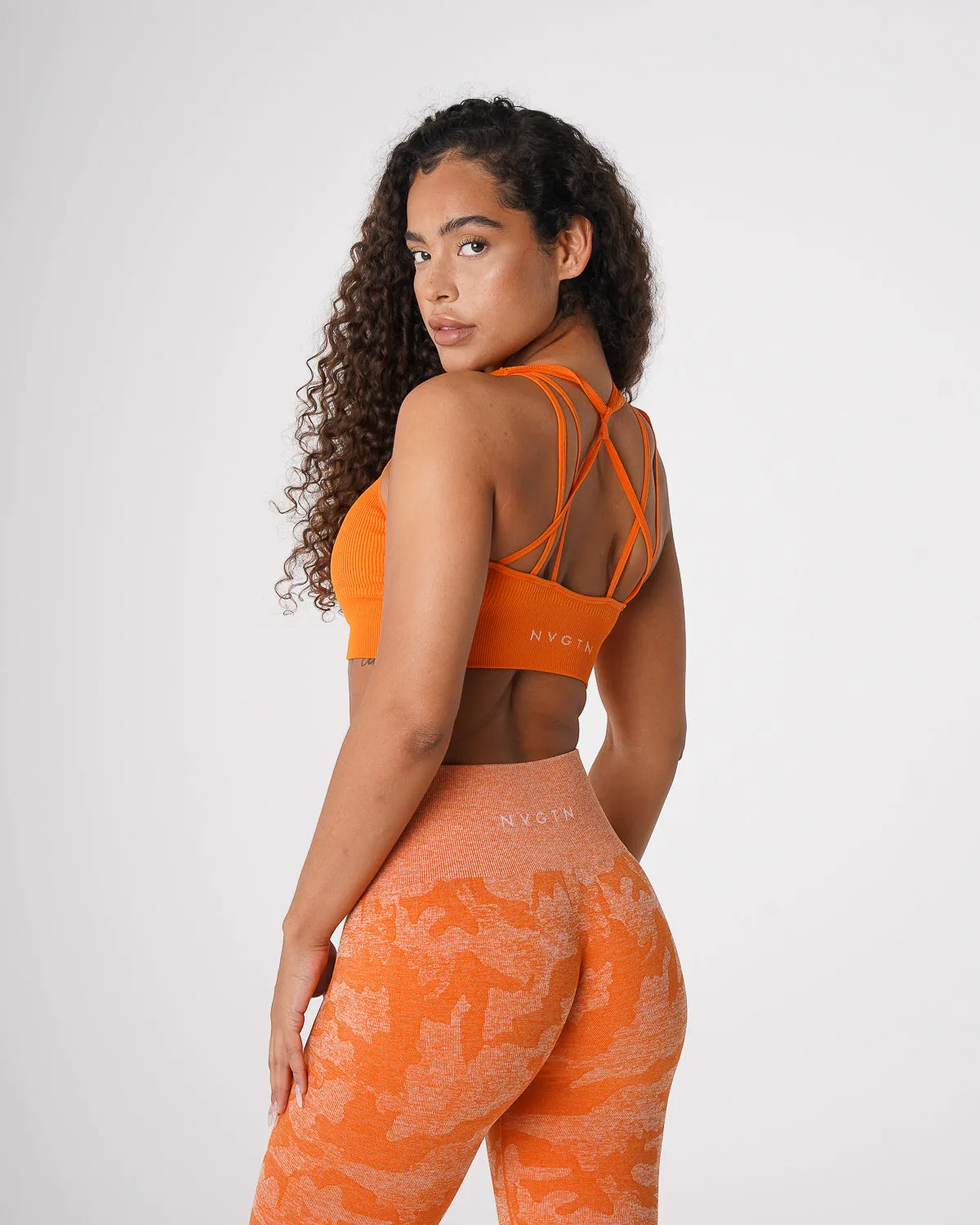 Burnt Orange Galaxy Ribbed Seamless Bra