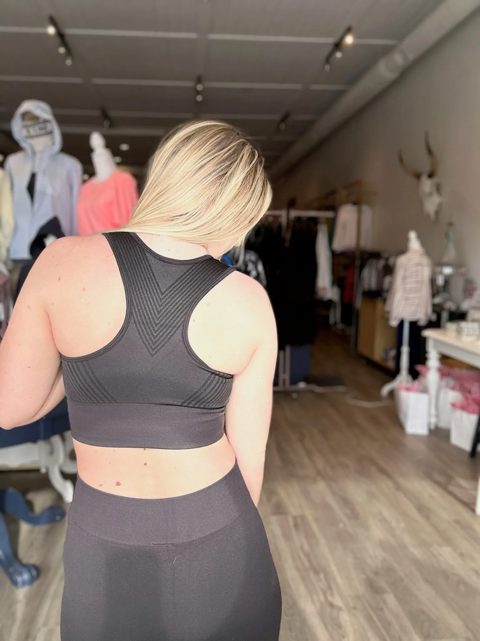 Charcoal Racerback Sports Bra