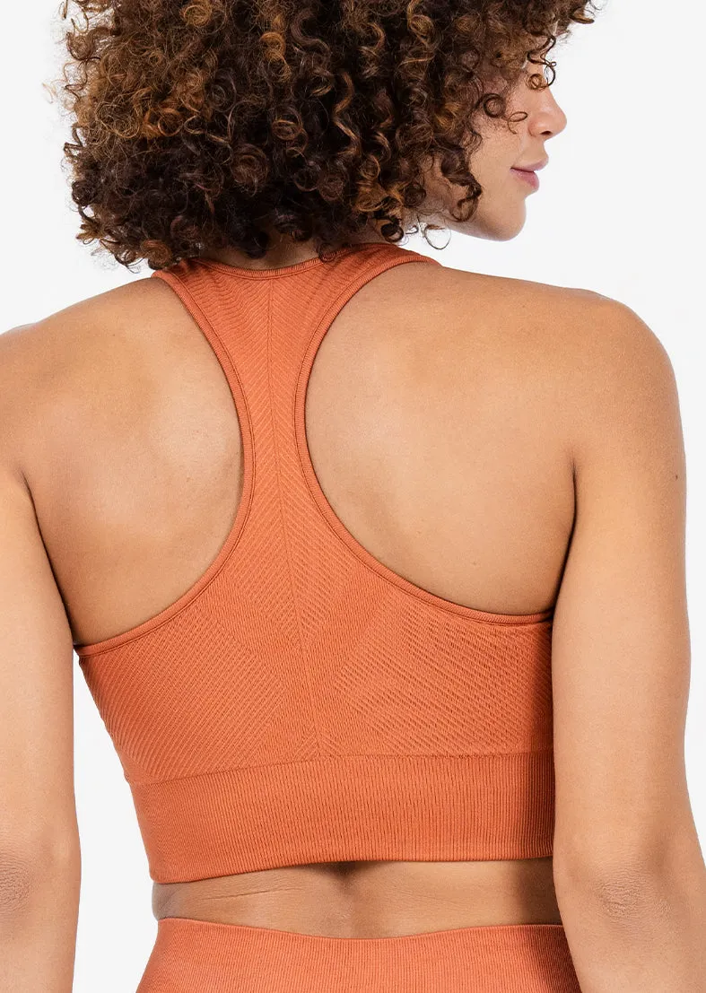 Chevron Seamless Bra Rust