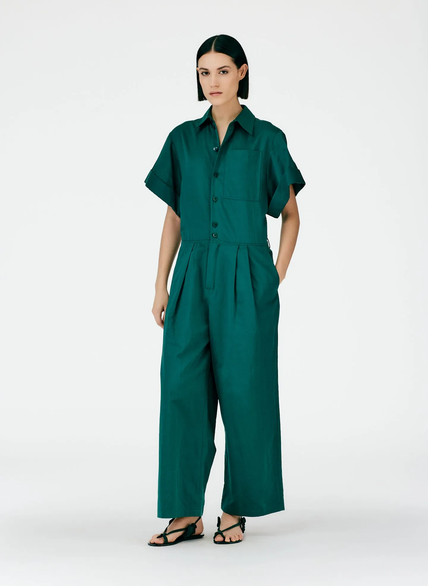 Cotton Linen Sateen Jumpsuit