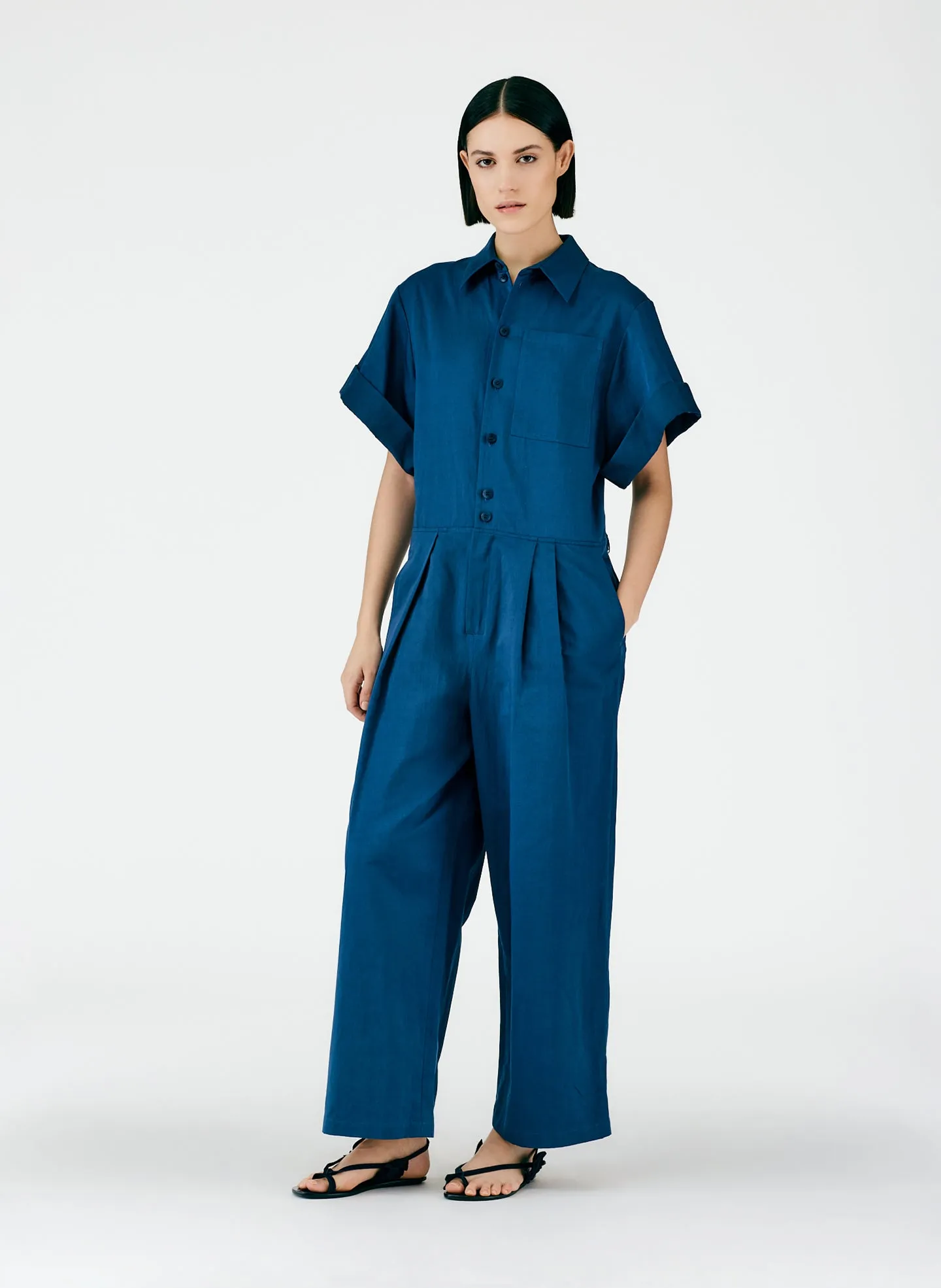 Cotton Linen Sateen Jumpsuit