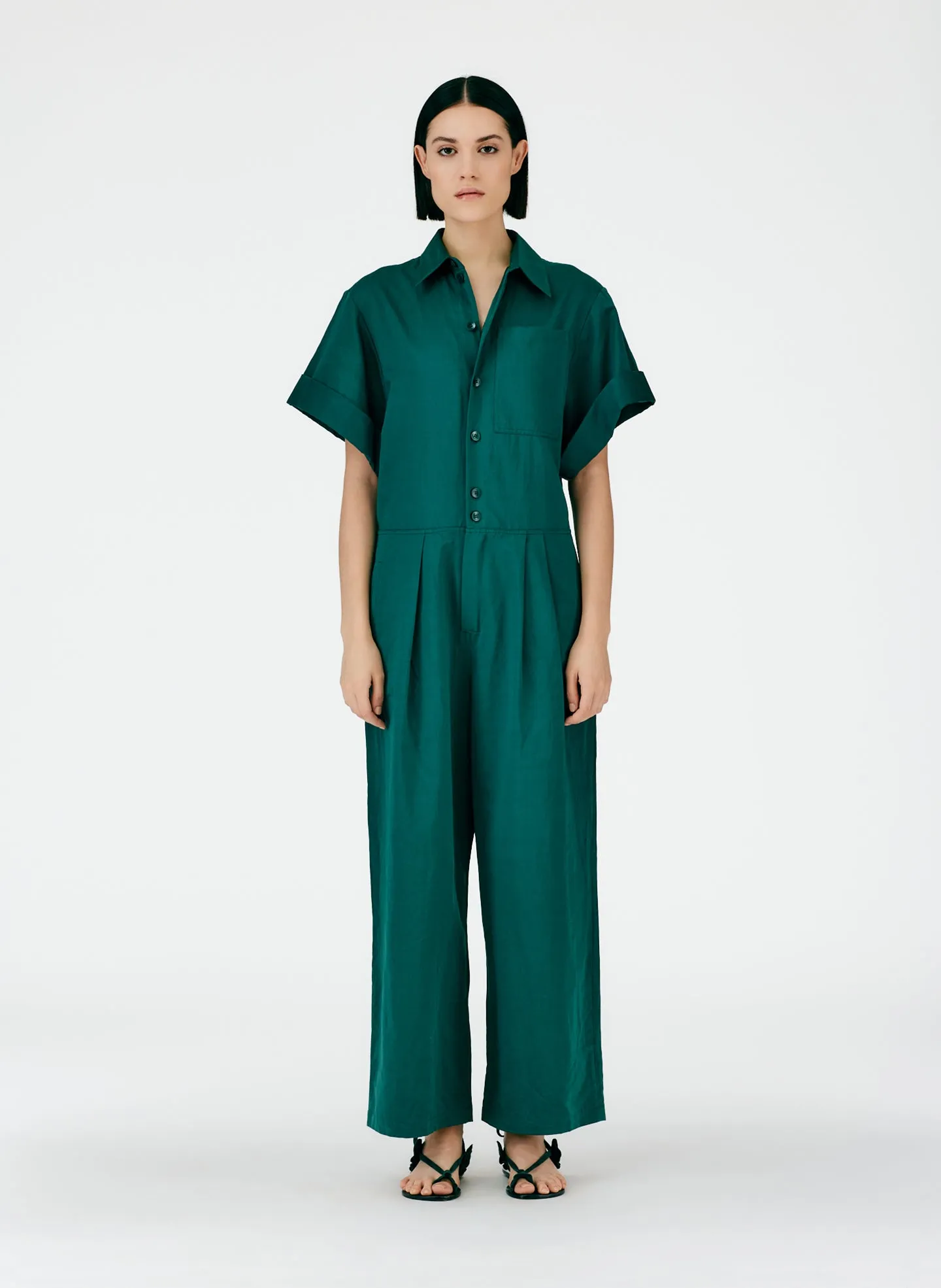 Cotton Linen Sateen Jumpsuit