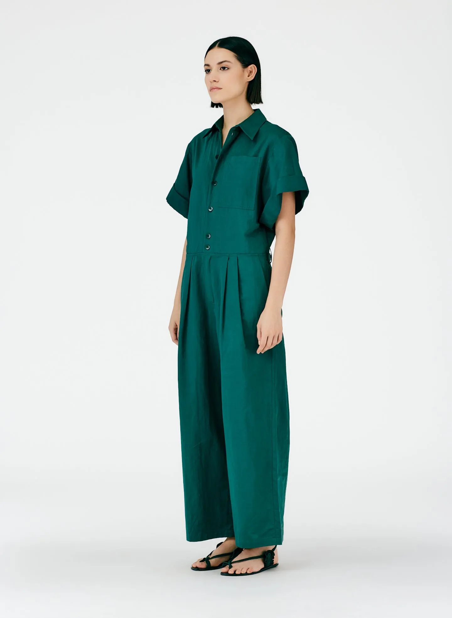 Cotton Linen Sateen Jumpsuit