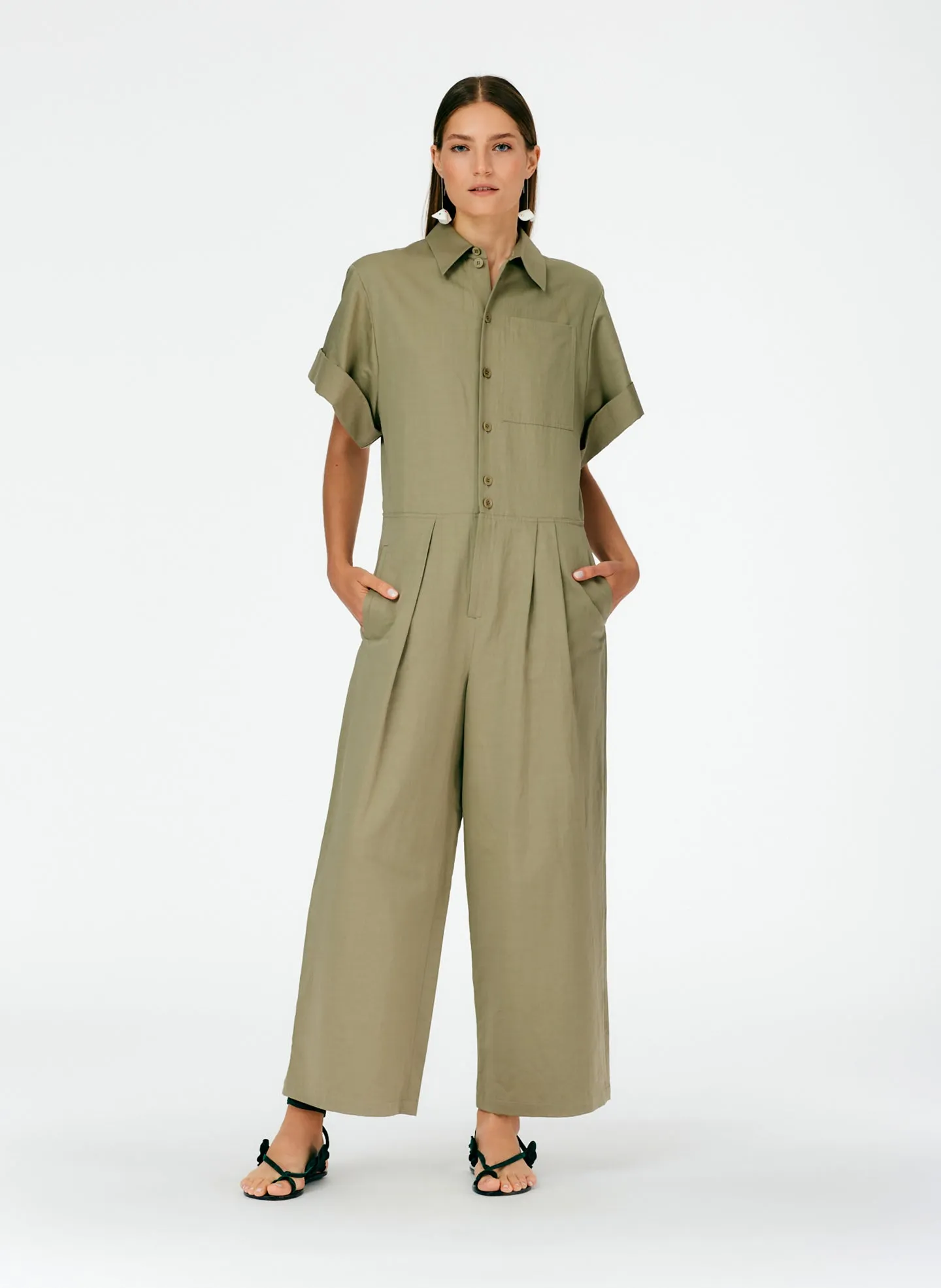 Cotton Linen Sateen Jumpsuit