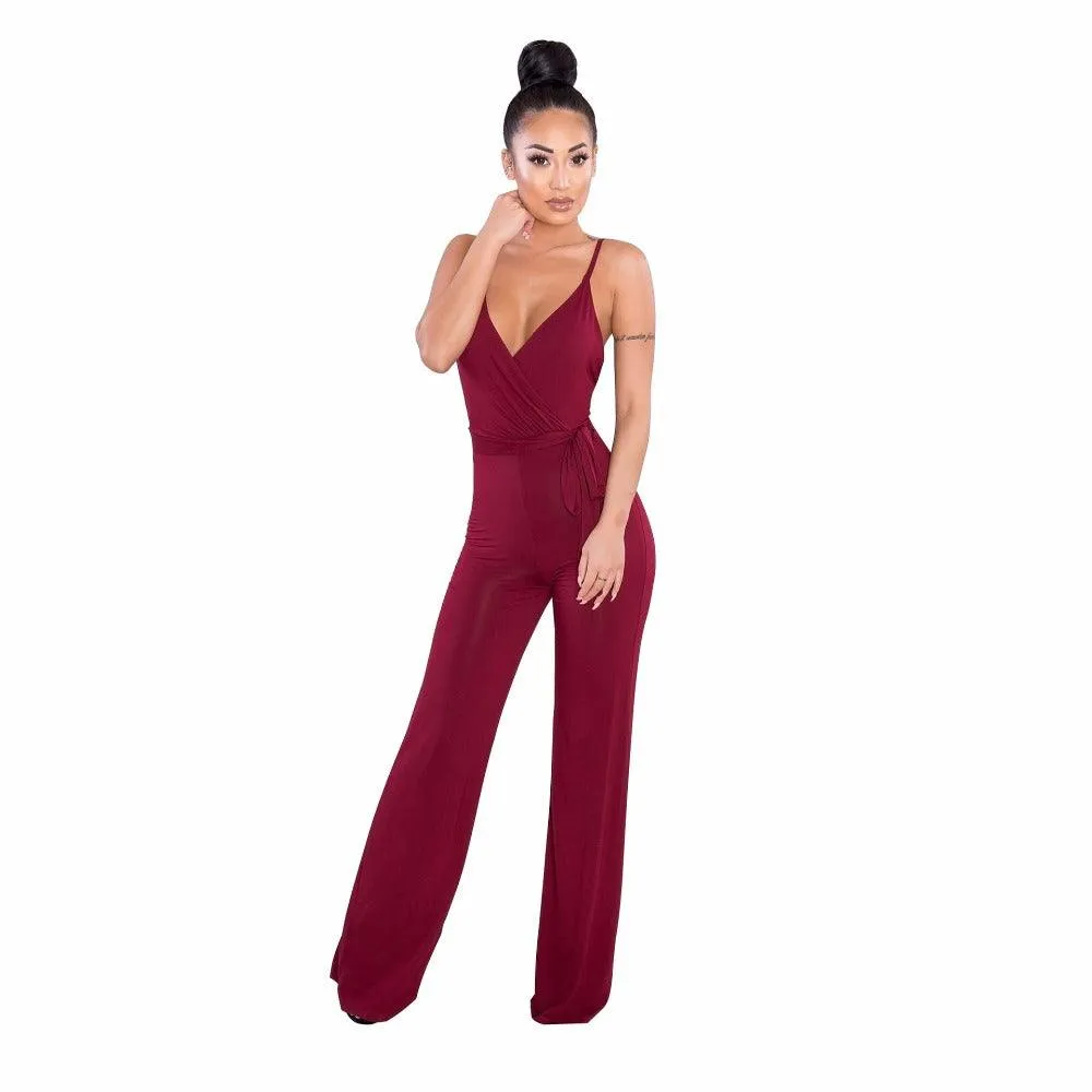 CRISSCROSS BACKLESS WRAP JUMPSUIT