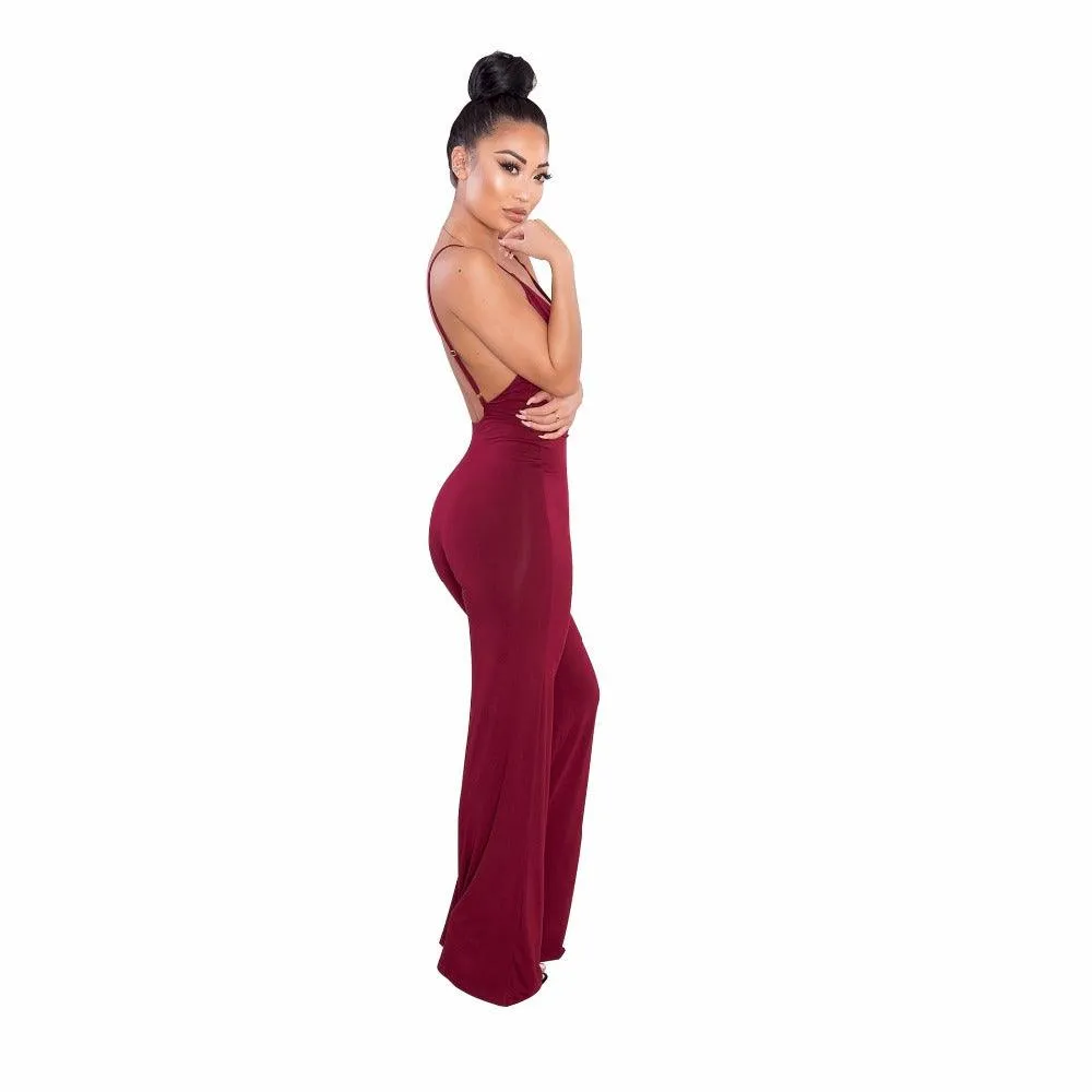 CRISSCROSS BACKLESS WRAP JUMPSUIT