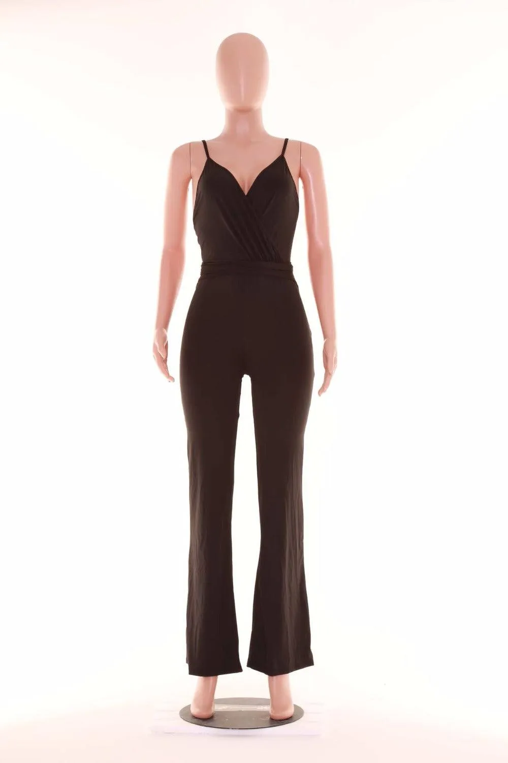 CRISSCROSS BACKLESS WRAP JUMPSUIT