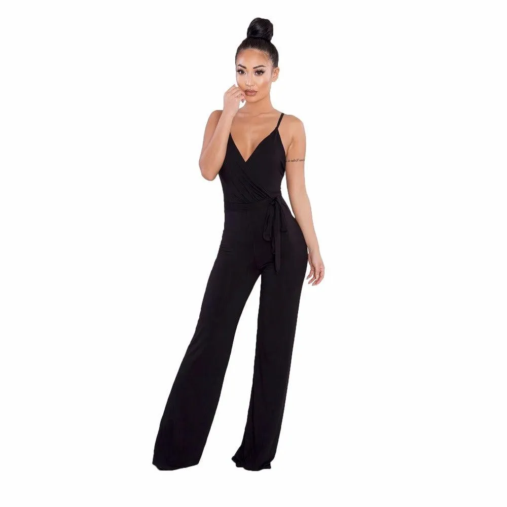 CRISSCROSS BACKLESS WRAP JUMPSUIT