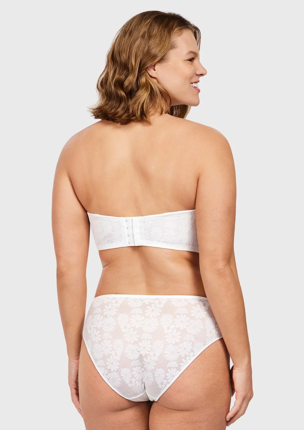 Daisy Lace Non-padded Strapless Minimizer Underwire Bra