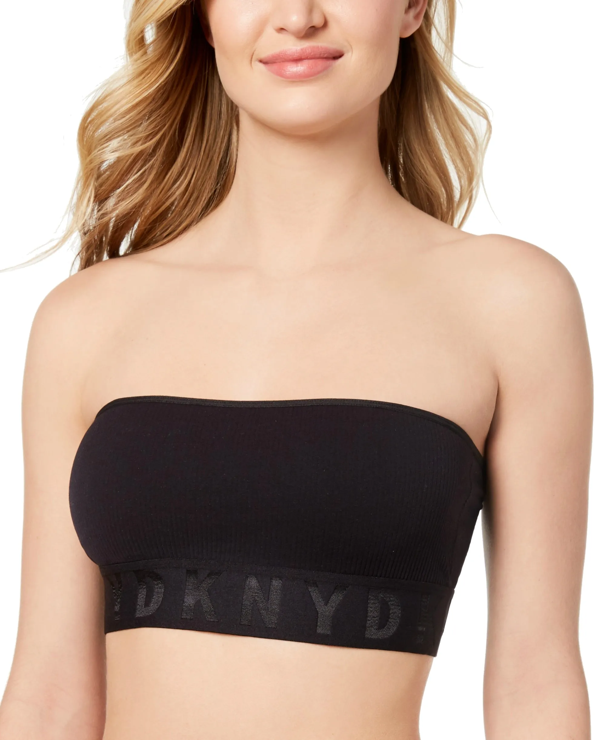 DKNY Women's Seamless Litewear Strapless Bra, Black, M