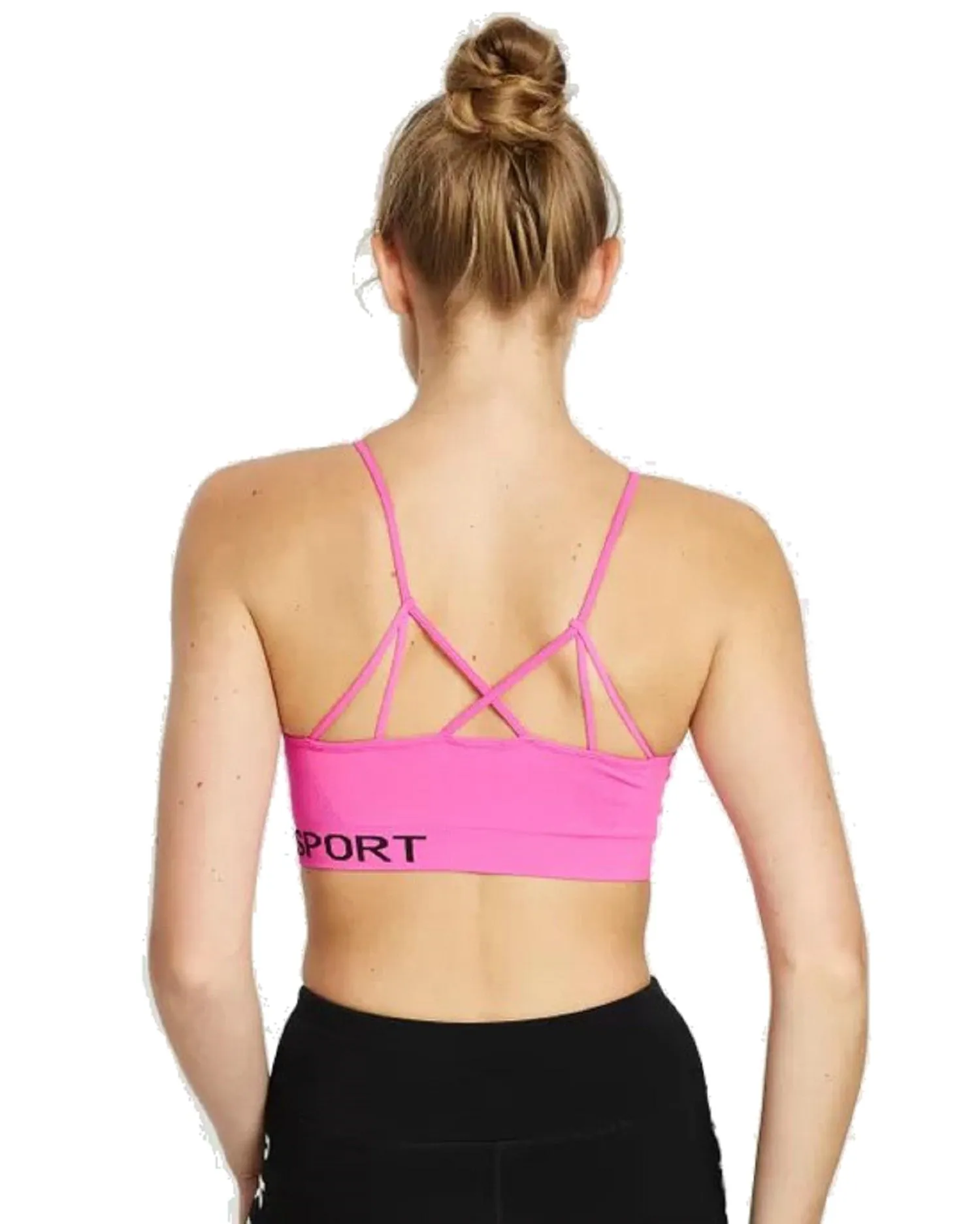 DKNY Women's Sport Seamless Strappy Low-Impact Sports Bra, Pink, XS