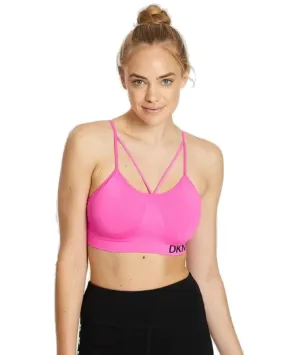 DKNY Women's Sport Seamless Strappy Low-Impact Sports Bra, Pink, XS