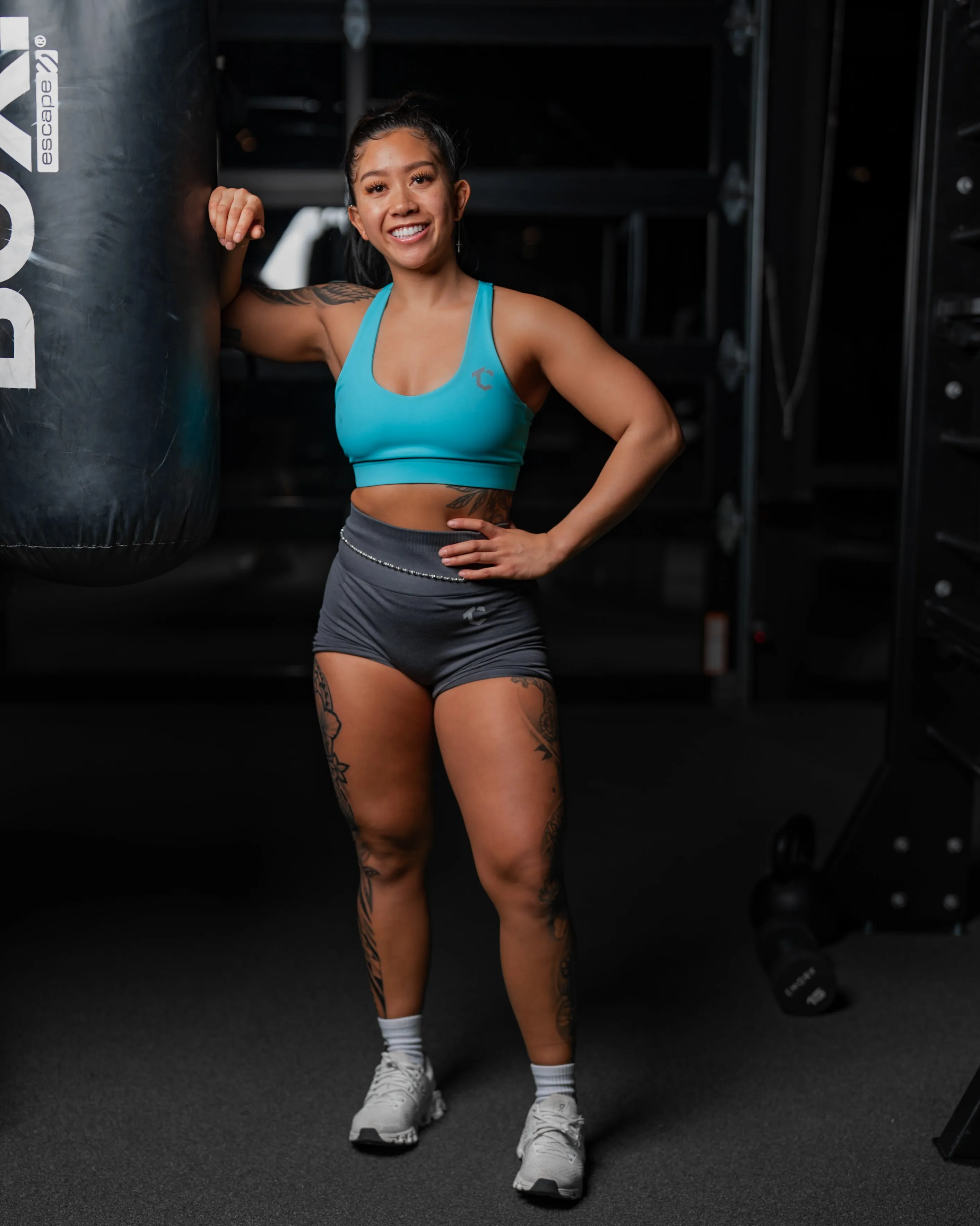 Double Strapped Back Sports Bra - Turquoise Green