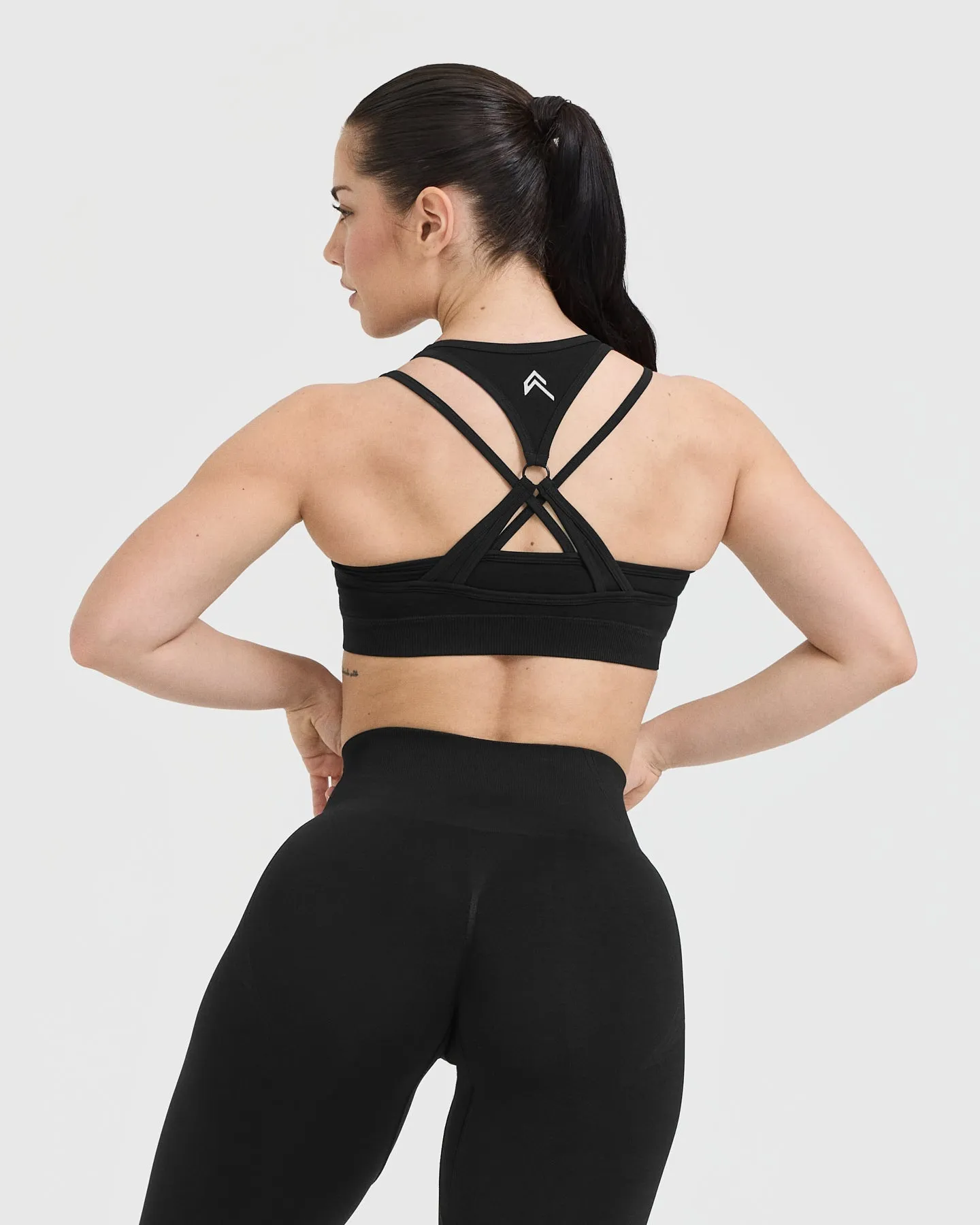 Effortless Seamless Layered Sports Bra | Black