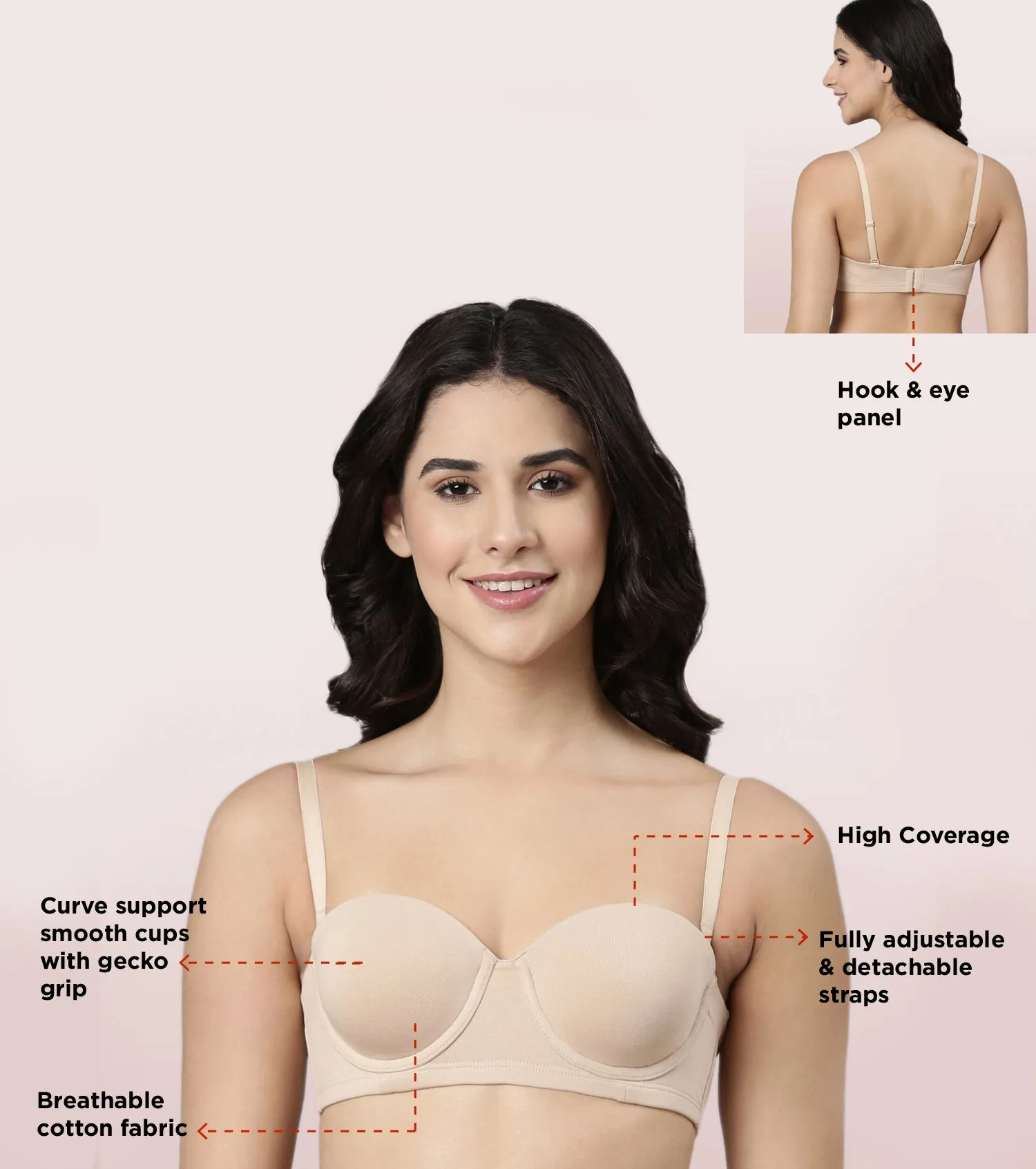 Enamor Multiway Bra For Women | High Coverage Cotton Strapless Bra For No Spill Coverage | A078Enamor Multiway Bra For Women | High Coverage Cotton Strapless Bra For No Spill Coverage | A078