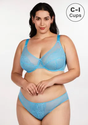 Enchante Capri Blue Lace Underwire Bra Set