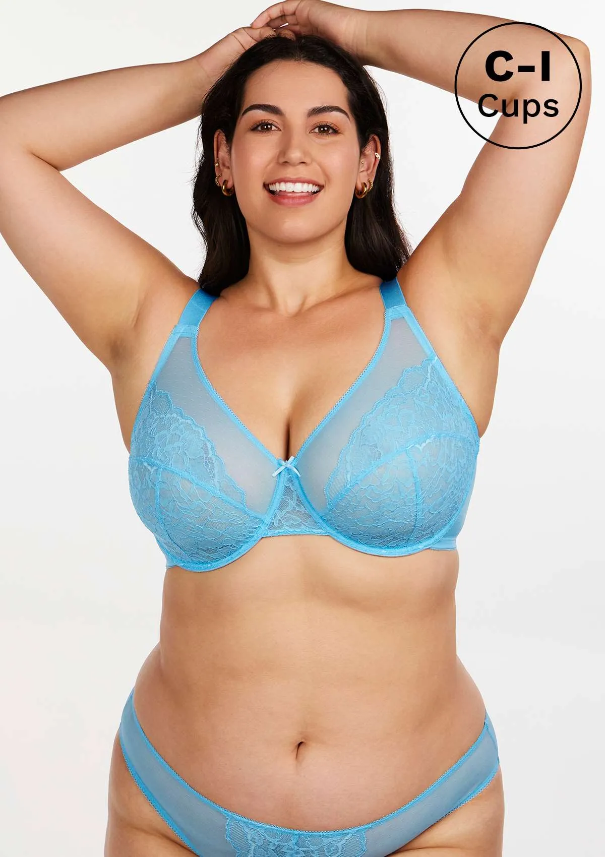 Enchante Capri Blue Lace Underwire Bra Set