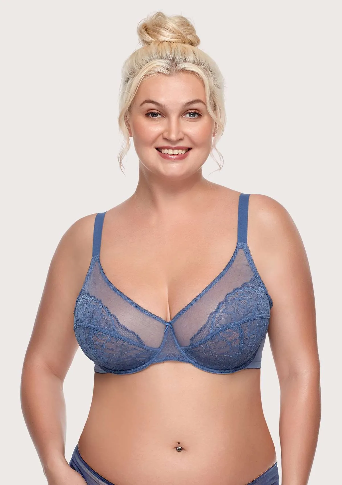 Enchante Classic Blue Lace Underwire Bra