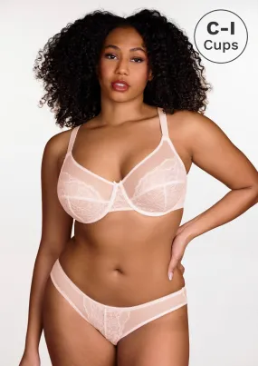 Enchante Dusty Peach Lace Unlined Underwire Bra Set