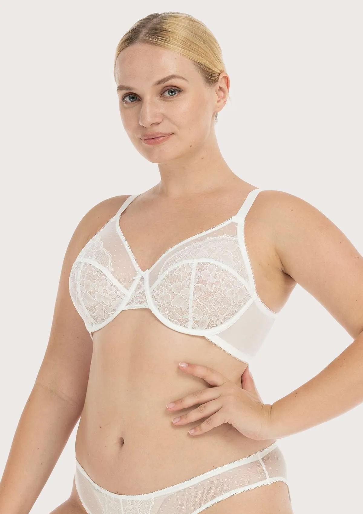 Enchante White Lace Underwire Bra Set