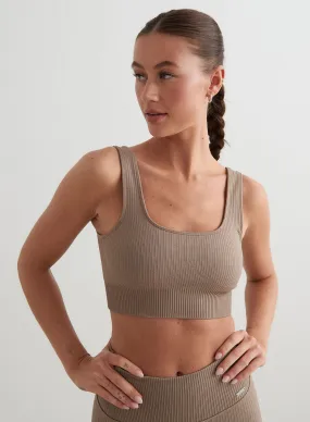 Espresso Ribbed Seamless Bra