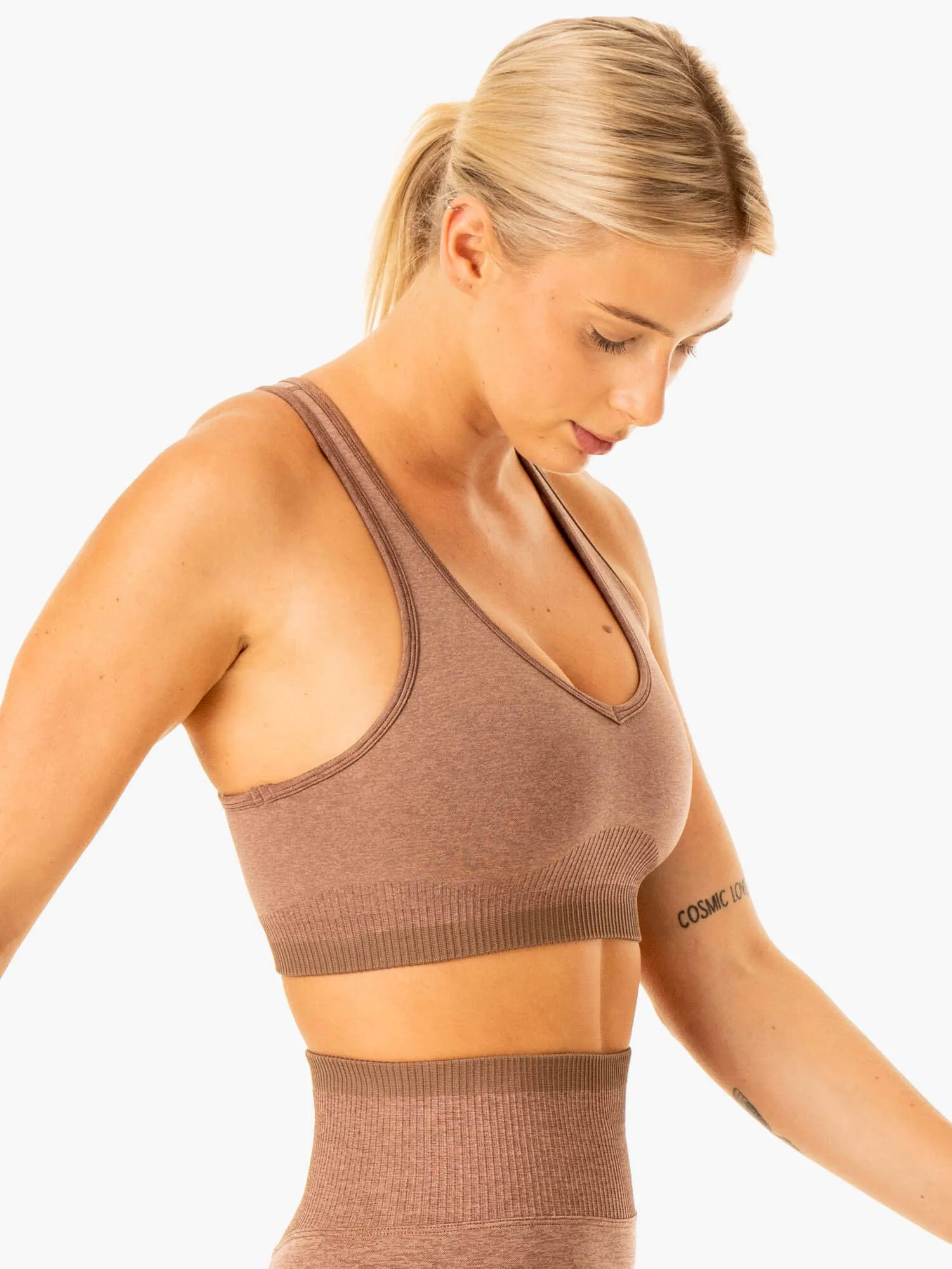 Excel Seamless Sports Bra - Mocha Marl