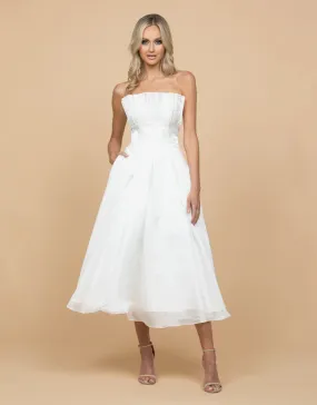 Farra Strapless Ruffle A-line