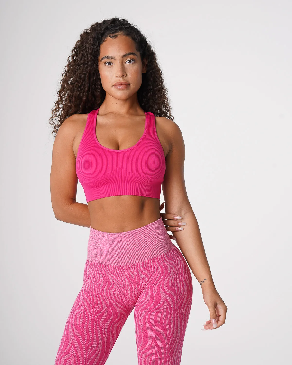 Fuchsia Galaxy Ribbed Seamless Bra