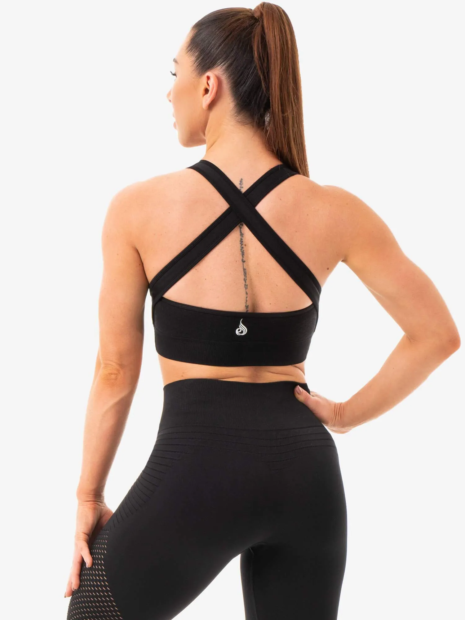 Geo Seamless Sports Bra - Black