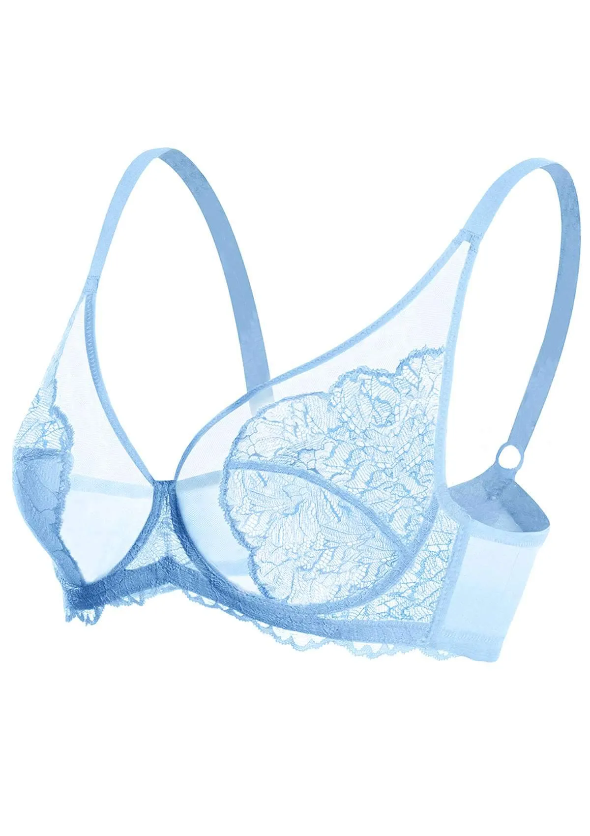 HSIA Blossom Unlined Storm Blue Lace Bra Set