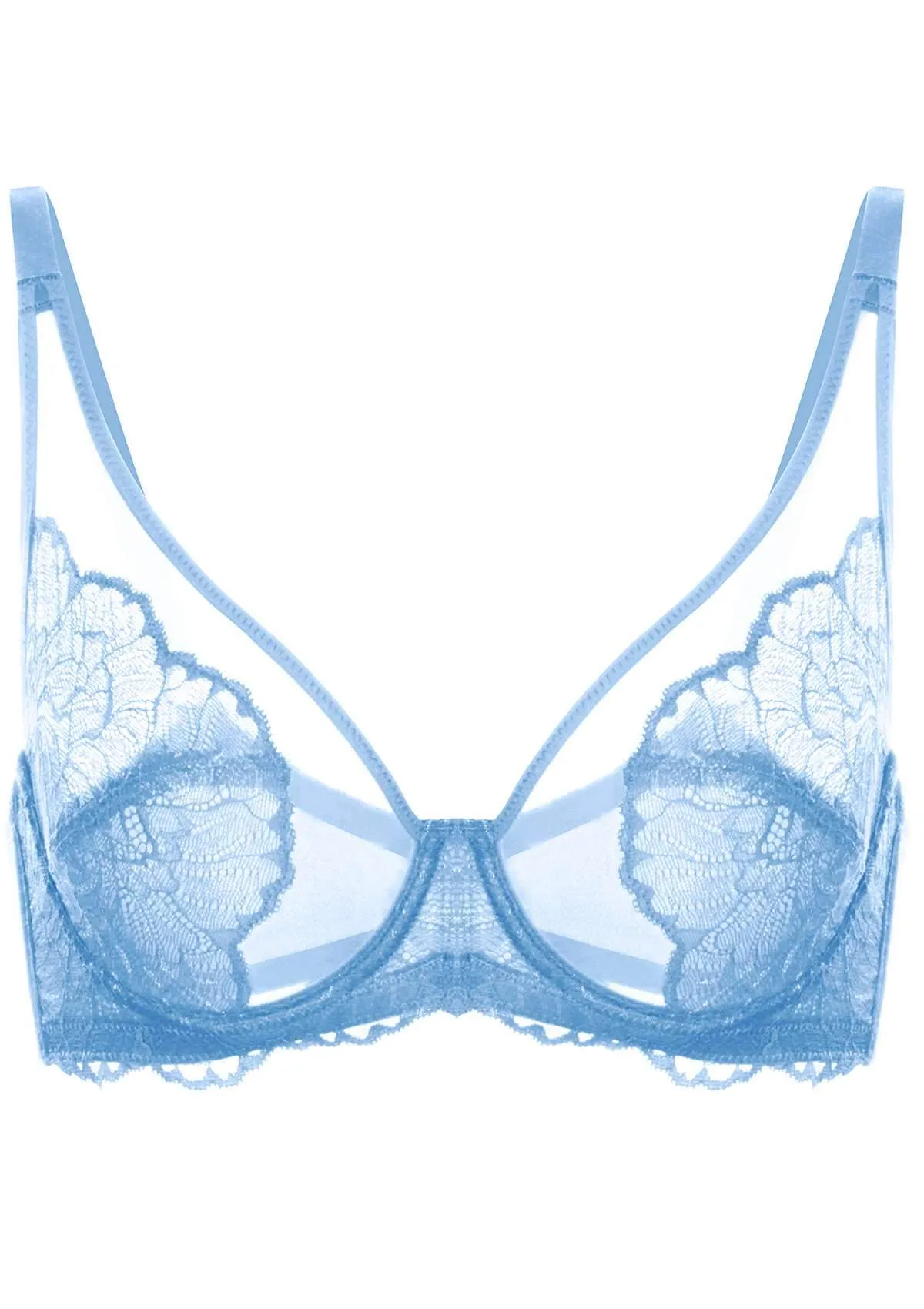 HSIA Blossom Unlined Storm Blue Lace Bra Set