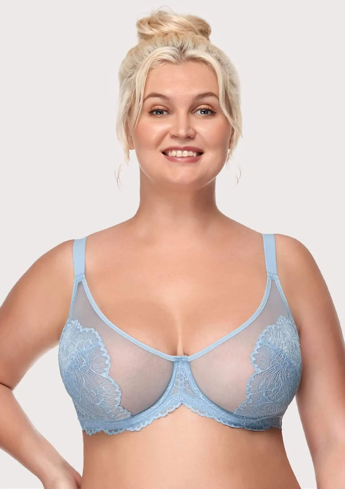 HSIA Blossom Unlined Storm Blue Lace Bra Set