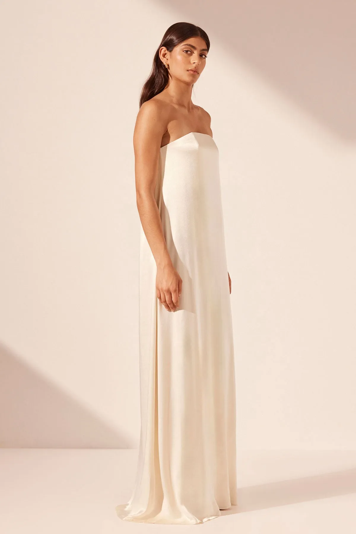 LA LUNE STRAPLESS COLUMN MAXI DRESS - CREAM