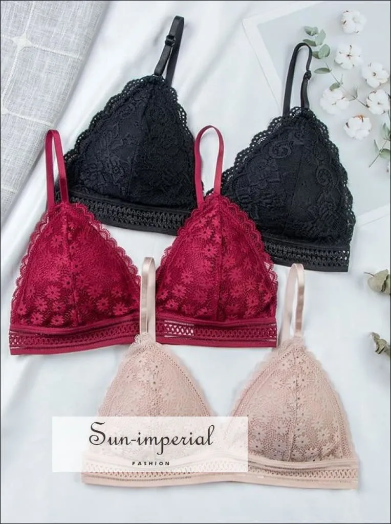 Lace French Style Bralette Seamless Deep V Lace Bra Wireless thin